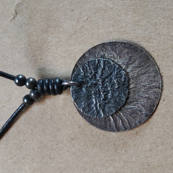 Silpada Leather Lace and Sterling Silver Disk Pendant Necklace - Picture 2 of 4